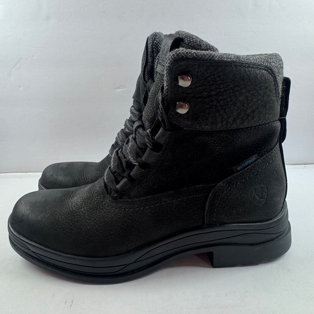 Ariat Wexford H2O Waterproof Black Leather Lace Up Ankle Boots Men 7.5B 10042438